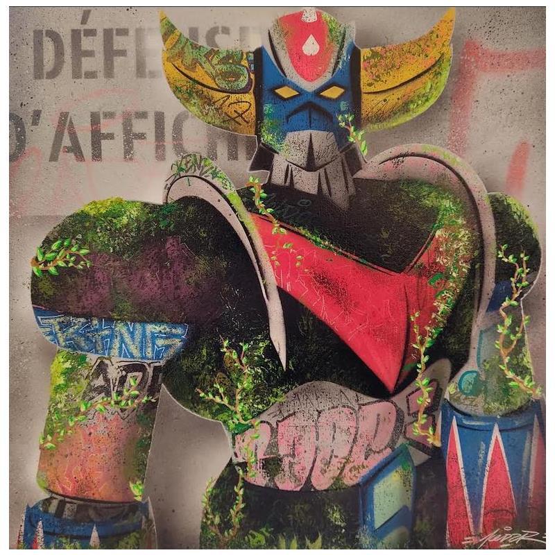 Painting Goldorak Apocalypse by Lemoine Mael | Painting Pop-art Pop icons Graffiti Acrylic