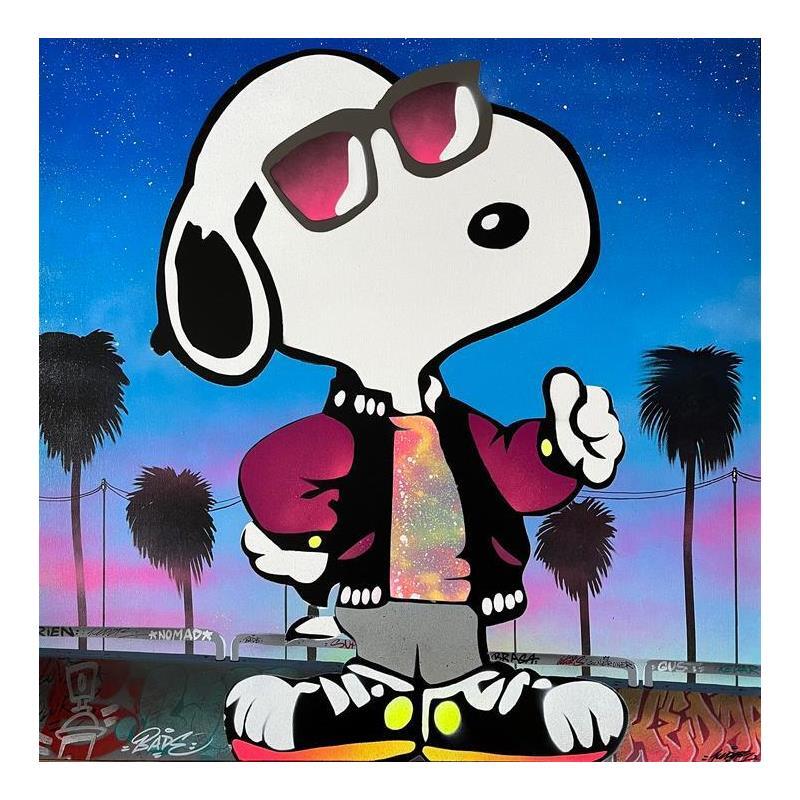 Painting Snoopy Good Mood by Lemoine Mael | Painting Pop-art Pop icons Graffiti Acrylic