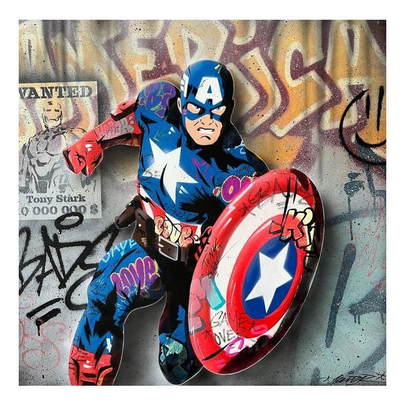 Peinture American Vandal par Lemoine Mael | Tableau Pop-art Icones Pop Graffiti Acrylique