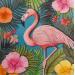 Peinture Flamant Rose par Geiry | Tableau Matiérisme