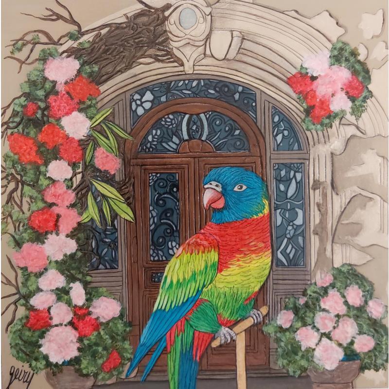 Peinture Ara Mucha par Geiry | Tableau Matiérisme