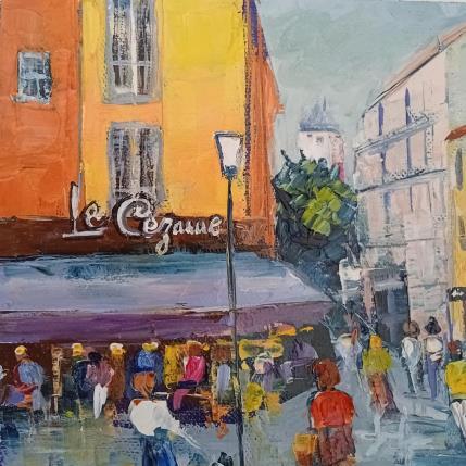 Peinture Bar Le  Cézanne à Aix en Provence  par Degabriel Véronique | Tableau Impressionnisme Huile Paysages, Scènes de vie, Urbain