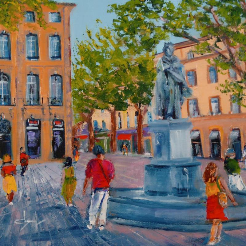 Peinture Fontaine du roi René à Aix en Provence  par Degabriel Véronique | Tableau Impressionnisme Paysages Urbain Scènes de vie Huile