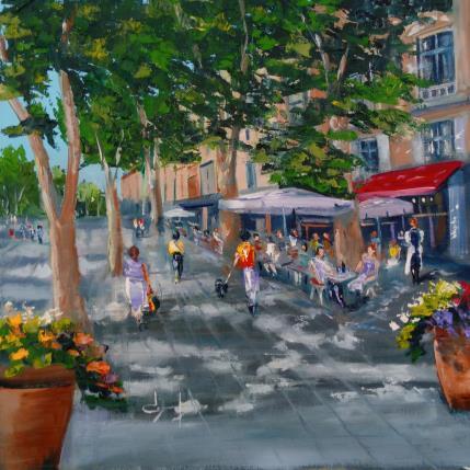 Peinture En balade cours Mirabeau à Aix en Provence  par Degabriel Véronique | Tableau Impressionnisme Huile Paysages, Scènes de vie, Urbain