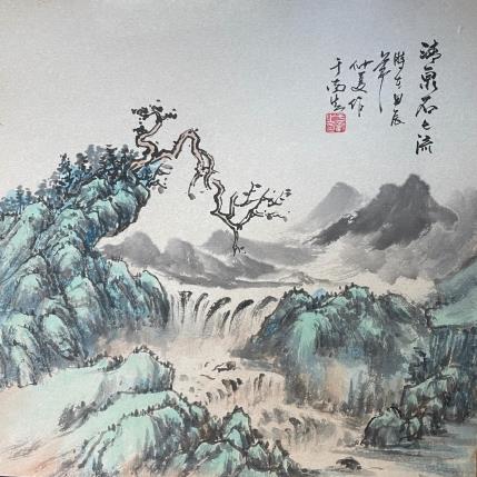 Painting F4 Waterfall 10019-20735-20240912-15 by Yu Huan Huan | Painting Figurative Ink, Watercolor Landscapes