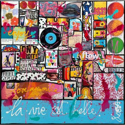 Peinture La vie est belle par Costa Sophie | Tableau Pop-art Acrylique, Collage, Upcycling Icones Pop
