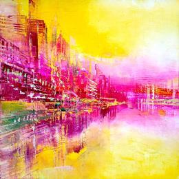 Painting Ligne rose by Levesque Emmanuelle | Painting  Oil Pop icons