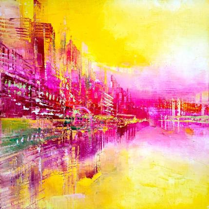 Peinture Ligne rose par Levesque Emmanuelle | Tableau  Huile