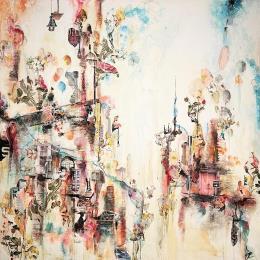 Painting La parade by Bergeron Marie-Josée | Painting Surrealism Acrylic, Gluing, Oil