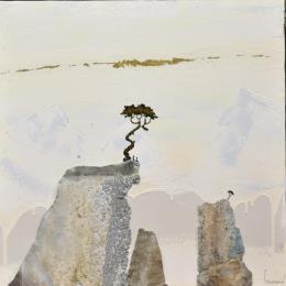 Peinture A307 Assis au bord du vide par Lemonnier  | Tableau Matiérisme Acrylique, Zinc Paysages