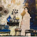 Painting La nuit des étoiles  by Romanelli Karine | Painting Figurative Life style Acrylic Gluing Posca Pastel Gold leaf Paper