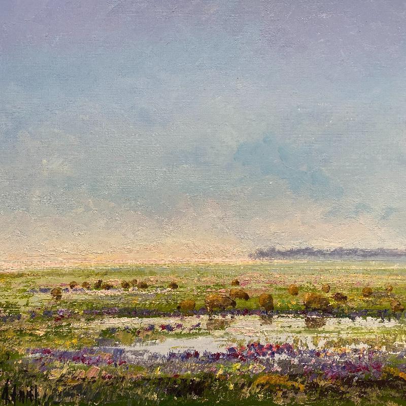 Peinture La baie de Somme le matin par Sannier Daniel | Tableau Impressionnisme Paysages Huile