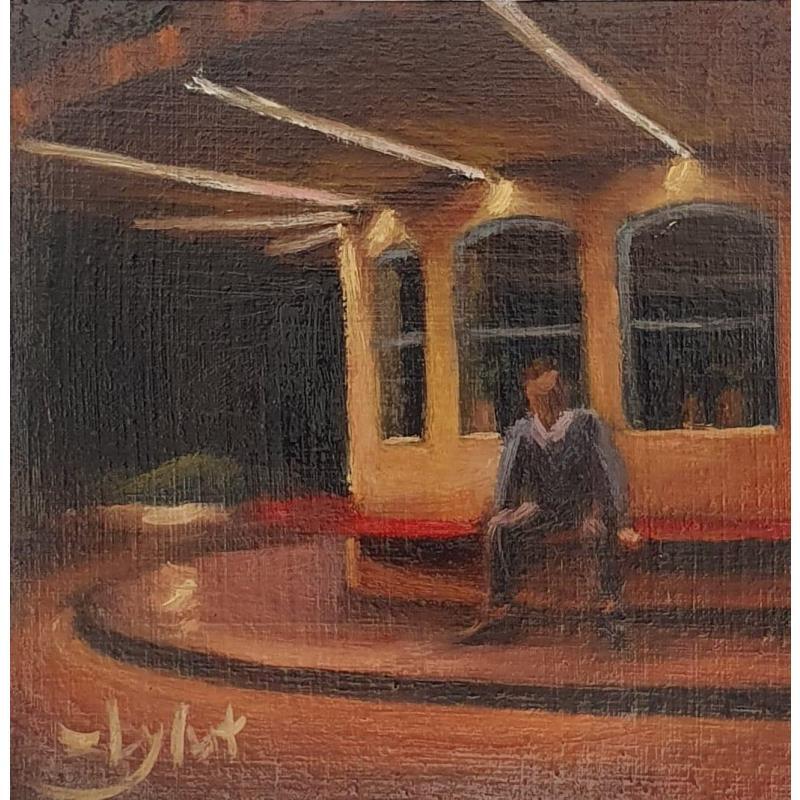 Painting Banc rouge by Zbylut Ludovic | Painting Figurative Oil