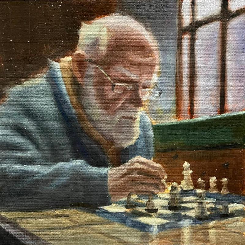 Painting Le joueur d'échec by Zbylut Ludovic | Painting Figurative Oil