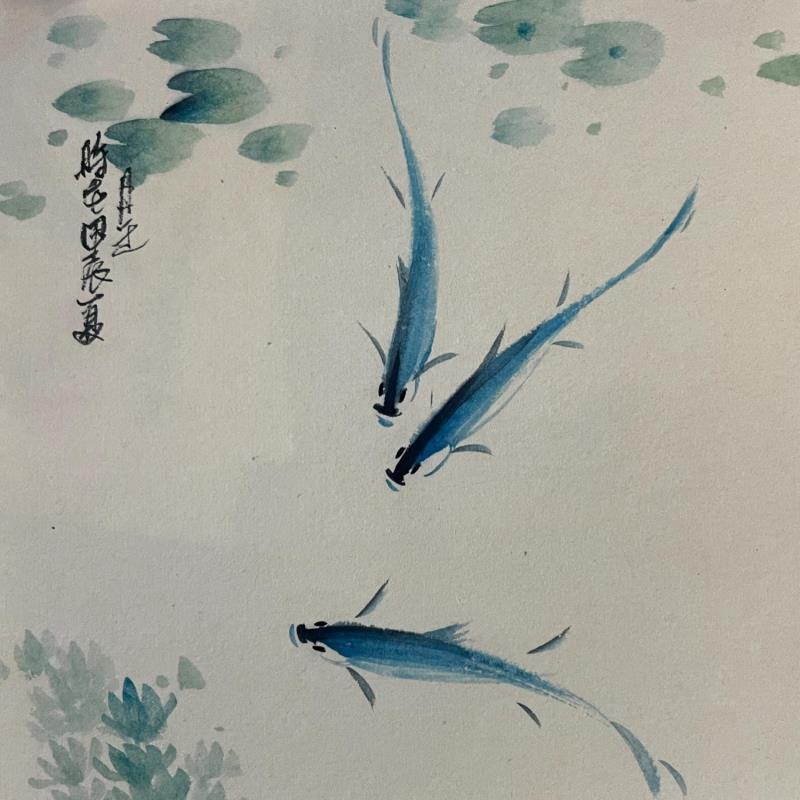 Peinture Fishes par Yu Huan Huan | Tableau Figuratif Animaux Encre