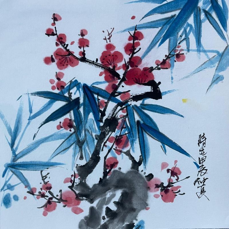 Painting Bambou by Yu Huan Huan | Painting Figurative Nature Watercolor Ink