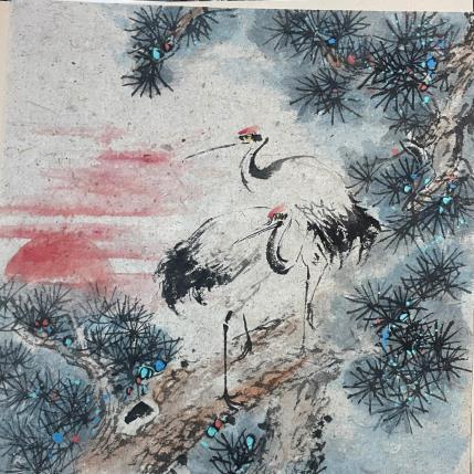 Painting Cranes by Yu Huan Huan | Painting Figurative Ink, Watercolor Animals, Nature