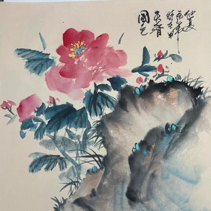 Peinture Peony III par Yu Huan Huan | Tableau Figuratif Aquarelle, Encre Nature