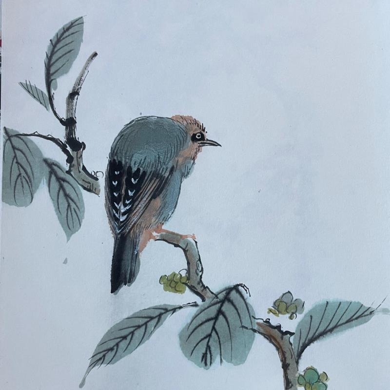 Painting HERON by Yu Huan Huan | Painting Figurative Animals Watercolor Ink