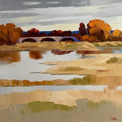 Painting Pont sur la Loire by Clavel Pier-Marion | Painting Impressionism Oil, Wood Landscapes