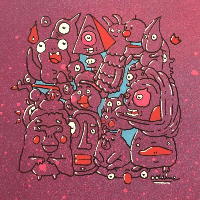 Painting Purple Party by Oocalme | Painting Raw art Animals Graffiti Posca