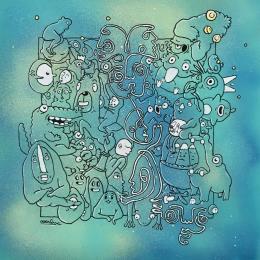 Peinture Turquoise par Oocalme | Tableau Art Singulier Graffiti, Posca Animaux