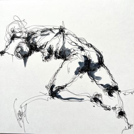 Painting Solange by Sahuc François | Painting Figurative Ink, Watercolor Minimalist, Nude, Pop icons