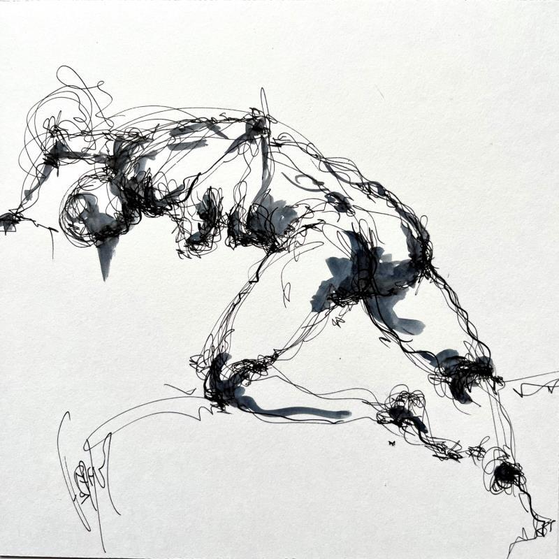 Gemälde Solange von Sahuc François | Gemälde Figurativ Akt Minimalistisch Aquarell Tinte