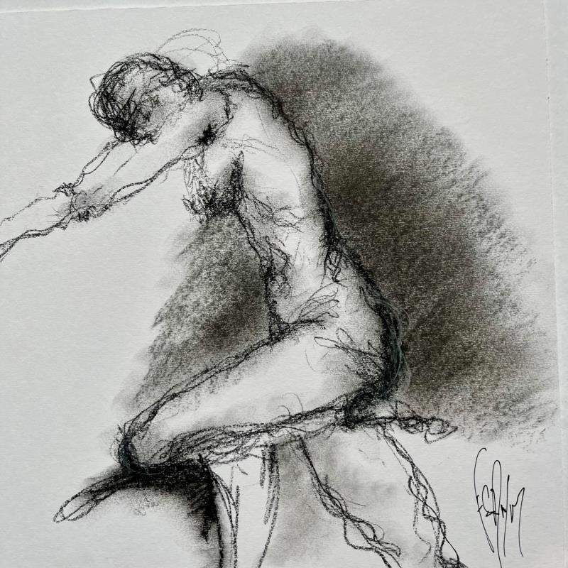 Painting Clémence by Sahuc François | Painting Figurative Nude Minimalist Acrylic Ink