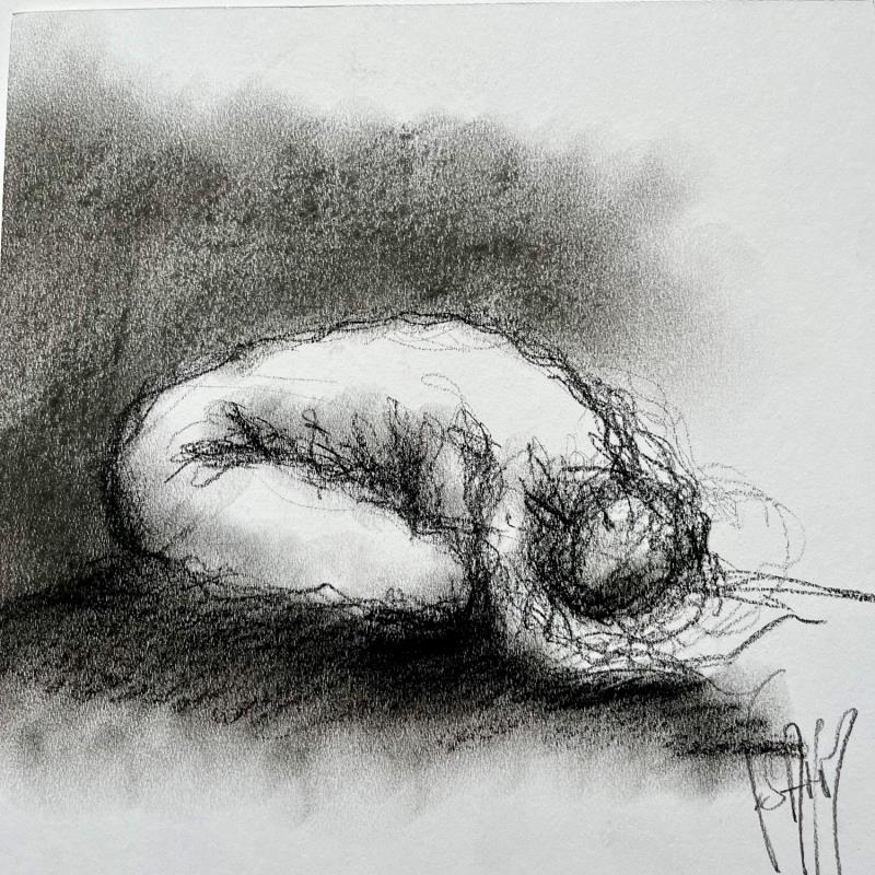 Painting Claire by Sahuc François | Painting Figurative Nude Minimalist Pastel Charcoal