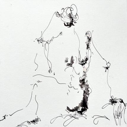 Painting Ines by Sahuc François | Painting Figurative Ink, Watercolor Minimalist, Nude
