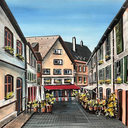 Painting Vieille ville de Strasbourg et ruelle pavée by Touras Sophie-Kim  | Painting Realism Acrylic Architecture, Landscapes, Urban