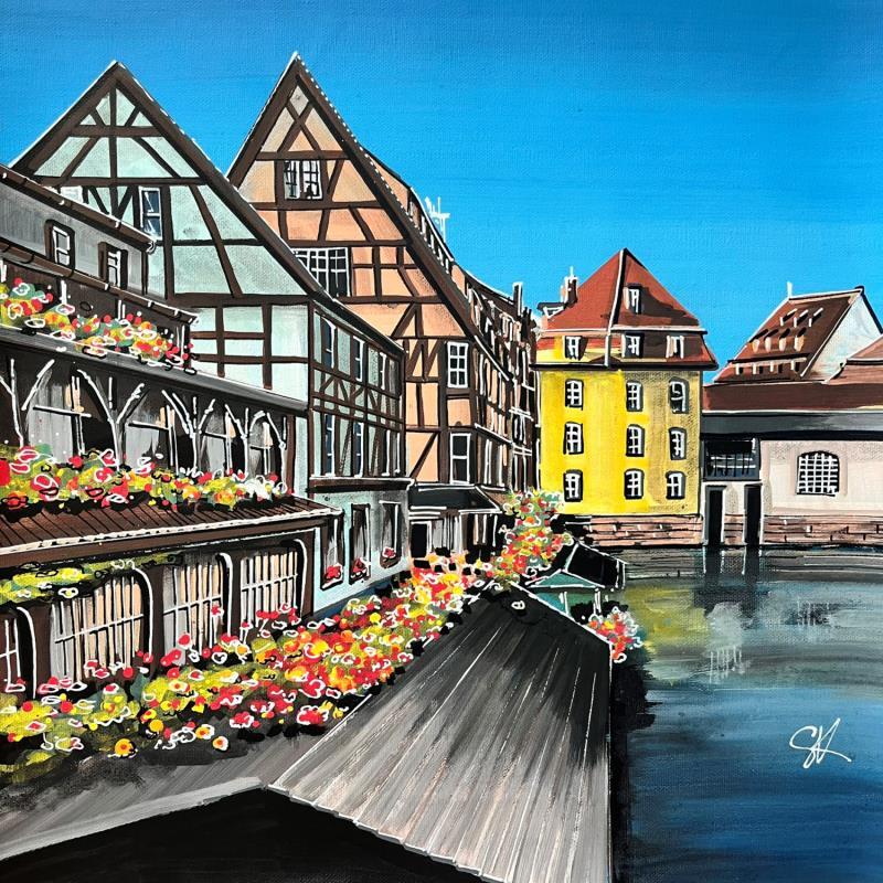Painting La Petite France depuis le pont Saint Martin à Strasbourg by Touras Sophie-Kim  | Painting Realism Landscapes Urban Architecture Acrylic