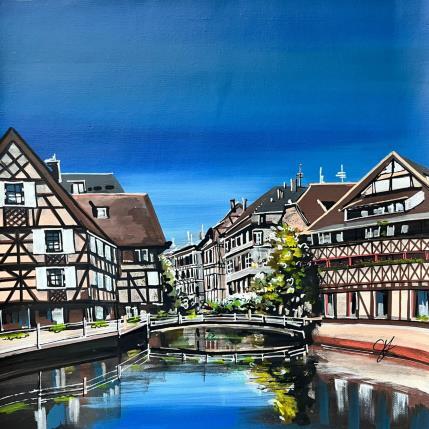 Painting Reflets sur la Petite France by Touras Sophie-Kim | Painting Realism Acrylic Architecture, Landscapes, Urban