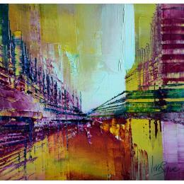 Peinture Autumn in town par Levesque Emmanuelle | Tableau  Huile