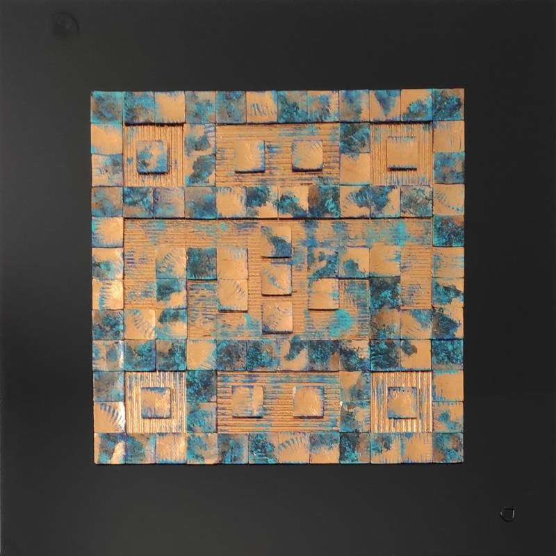 Painting Cuzco by Bauquel Véronique | Painting Abstract Minimalist Wood Metal Acrylic Gluing Resin