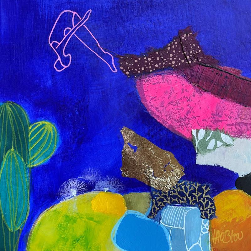 Gemälde Rêve de la plongeuse 1 von Lau Blou | Gemälde Abstrakt Acryl Collage Blattgold