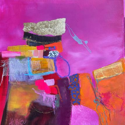 Painting Plongeuse des grandes failles by Lau Blou | Painting Abstract Acrylic, Gluing, Gold leaf, Paper Pop icons