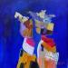 Peinture Couple Cartésien par Lau Blou | Tableau Abstrait Acrylique Collage