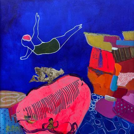 Peinture Saut du Fango par Lau Blou | Tableau Abstrait Acrylique, Collage