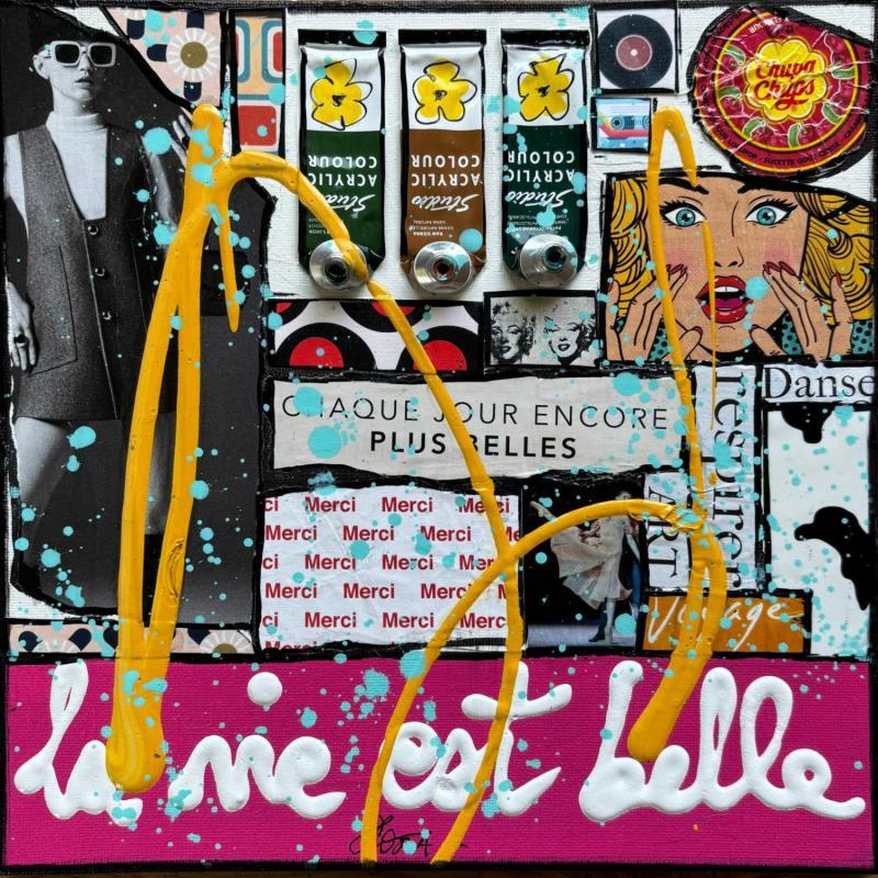Painting La vie est belle ! by Costa Sophie | Painting Pop-art Pop icons Acrylic Gluing Upcycling