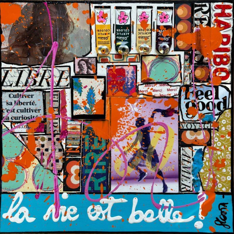 Peinture La vie est belle ! par Costa Sophie | Tableau Pop-art Icones Pop Acrylique Collage Upcycling