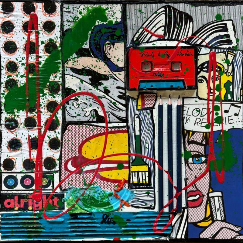 Painting Tribute to Roy Lichtenstein by Costa Sophie | Painting Pop-art Pop icons Acrylic Gluing Upcycling