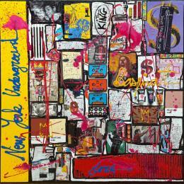 Painting Basquiat, the King ! by Costa Sophie | Painting Pop-art Acrylic, Gluing, Upcycling Pop icons