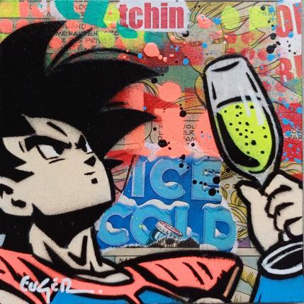 Gemälde I LOVE CHAMPAGNE von Euger Philippe | Gemälde Pop-Art Acryl, Collage Pop-Ikonen