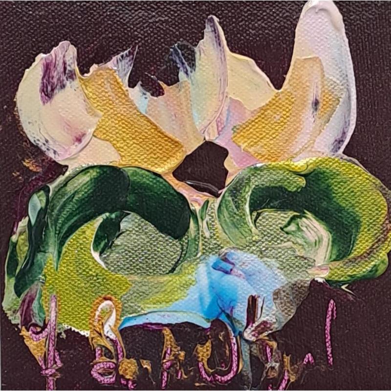 Pintura Nymphea sous fond prune por Bastide d´Izard Armelle | Pintura Abstracto