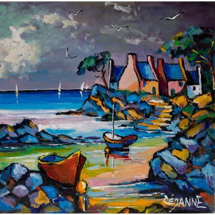 Peinture L'escalier à marée basse par Cédanne | Tableau Figuratif Acrylique, Huile Marine, Paysages