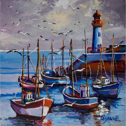 Peinture Retour de pêche par Cédanne | Tableau Figuratif Acrylique, Huile Marine, Paysages, Scènes de vie