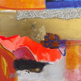 Painting  Traces d'hiver 2 by Lau Blou | Painting Abstract Acrylic, Gluing, Gold leaf, Paper