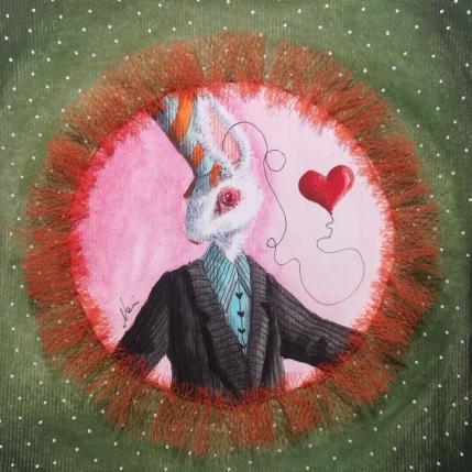 Painting Il Bianconiglio all'ascolto del cuore by Nai | Painting Surrealism Acrylic, Gluing Animals, Pop icons